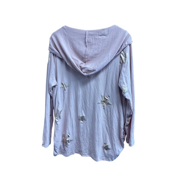 Maternity Star Print Hoodie Top Pink Metallic Accents XL By Querencia - Picture 6 of 6